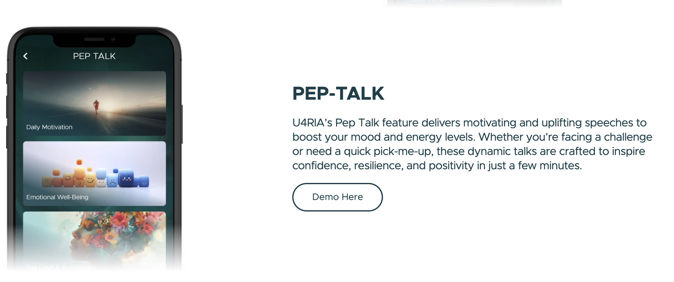 Pep Talk feature delivering motivational speeches